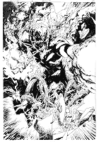 B/W sketch picture of a burning man shooting bolts of fire